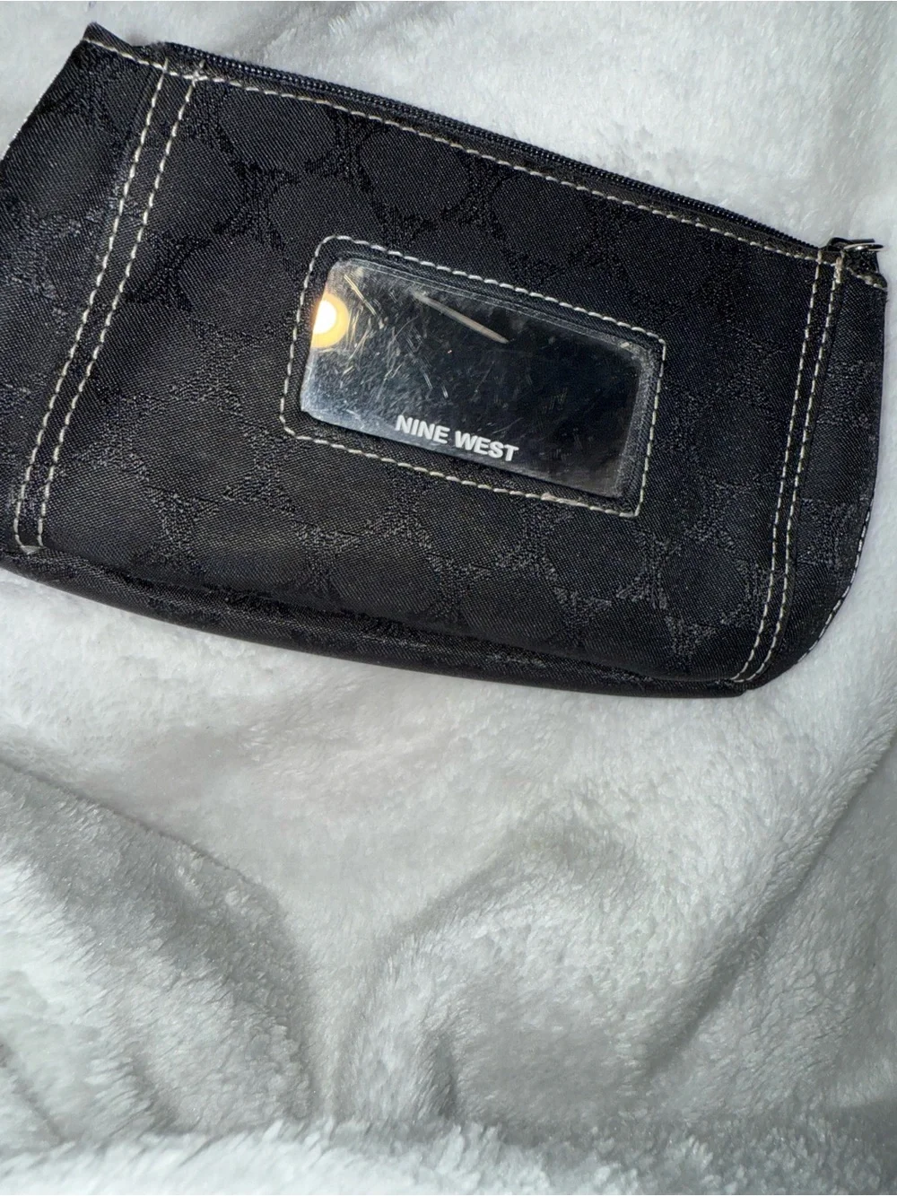Nine West Black Logo Jacquard Zip Wristlet